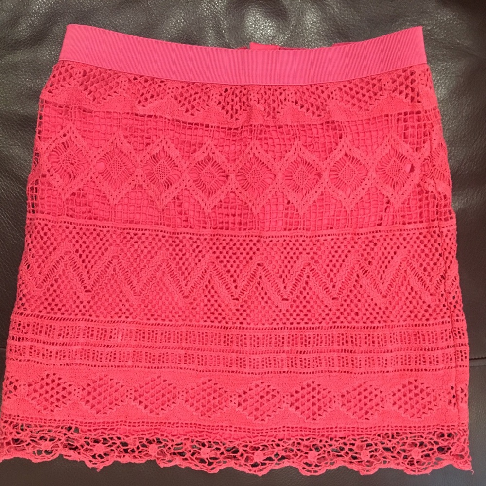 Pink lace detail skirt